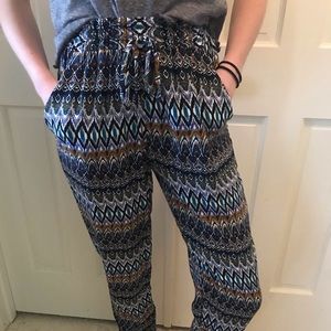 Teal Patterned Bohemian Pants
